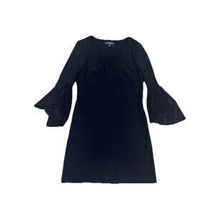 Lauren Ralph Lauren Black Dress Women 4P Petite Long Sleeve Sheer Classic